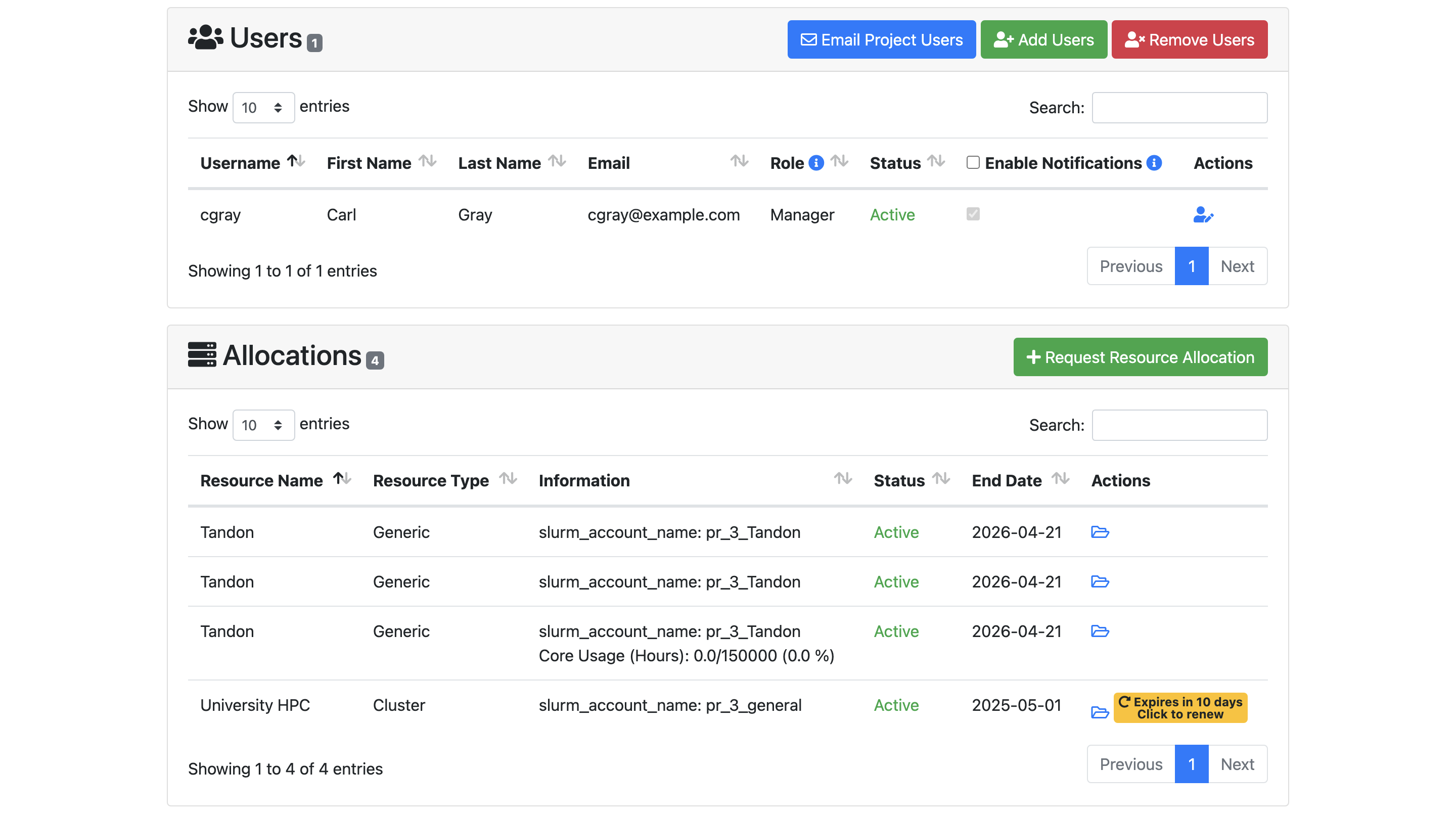 &quot;PI request allocation&quot; section